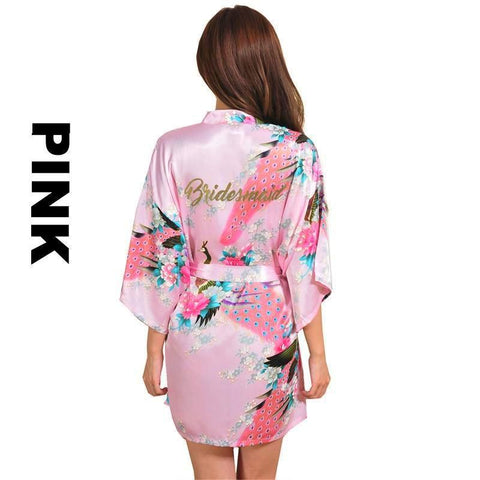 Pink Bridesmaid Kimono Robe