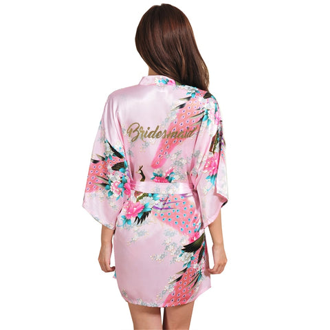 Satin Kimono Robes for Bride and Wedding Party Maid of Honor Bridesmaid