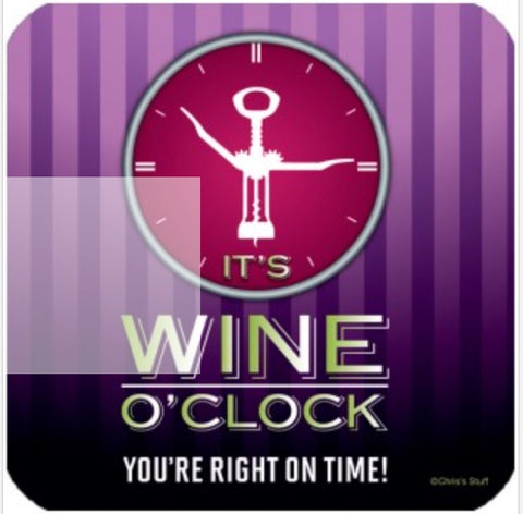 Wine O'Clock Wooden Coaster